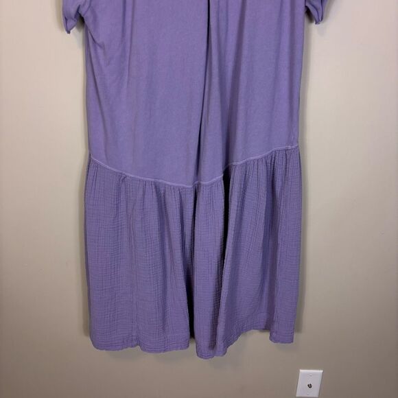 Free People Beach Purple Gauze Short Sleeve Oversized Dress XS - Picture 8 of 9